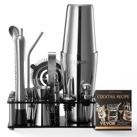 Cocktail Shaker Set 14 Pcs Bartender Kit Stainless Steel Bar Tool Set Silver