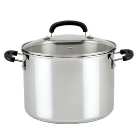 Brilliance 8 Quart Stockpot with Lid, Induction Compatible, Metal Utensil and Dishwasher Safe, Stainless Steel