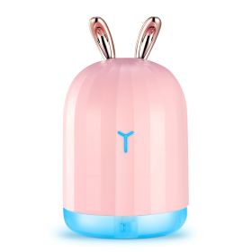 1Pc 220ml Cool Mist Humidifier Ultrasonic Air Diffuser Atomizer With 7 Color Breathing Lights Auto Off Office Home Yoga (Option: Pink Rabbit)