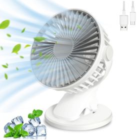 Ultra Quiet Clip On Fan With 360 Degree Rotation, USB Rechargeable Portable Personal Fan For Desk, Bed, Dorm, Treadmill And Indoor Outdoor Use (Option: F08-White-1200mah)