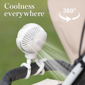 Rechargeable Stroller Fan With Flexible Tripod Clip, Portable Fan For Baby Car Seat, Crib, Travel, Treadmill & Bed - 3 Speed Quiet Personal Cooli (Option: White)