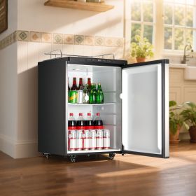 Beer Kegerator With CO2 Tank Dual-Tap Beer Dispenser 162L Refrigerator (Option: Silver)