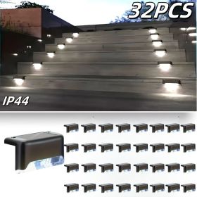 32/16 PCS Solar Deck Lights Outdoor, Solar Step Lights Waterproof Led Solar lights for Outdoor Stairs, Step , Fence, Yard, Patio (Color: White light 32PCS)